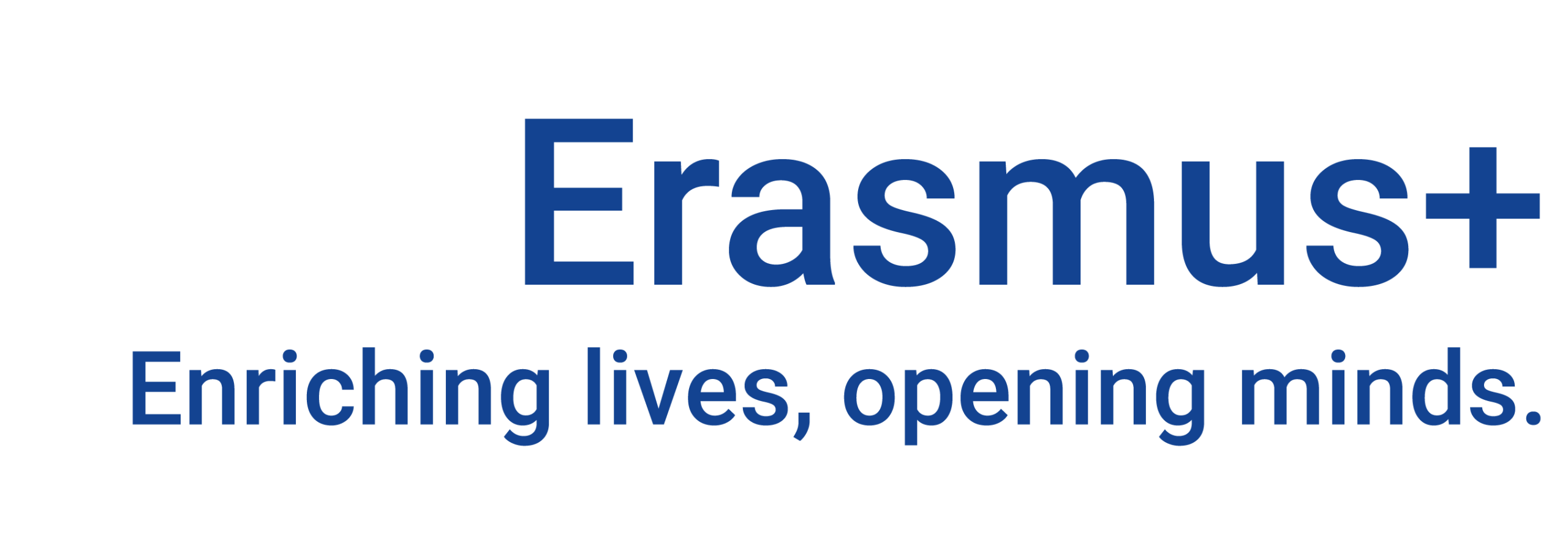 Erasmus+ Logo mit dem Slogan "Enriching lives, opening minds." in blauer Schrift.
